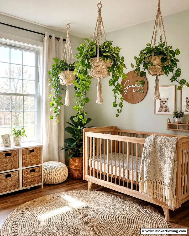 Hanging Planters - 25 Rustic Nursery Ideas for a Cozy Baby Room
