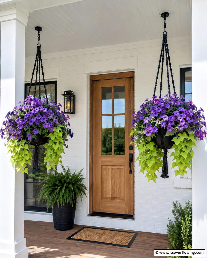 Hanging Planters - 25 Summer Front Door Decor Ideas to Welcome the Season
