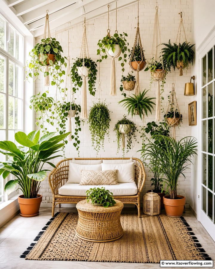 Hanging Planters with Greenery - 25 Boho Wall Decor Ideas for a Vibrant and Artistic Home