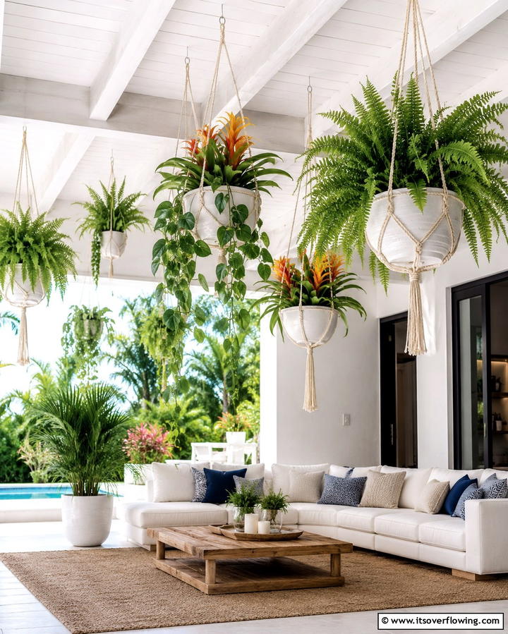 Hanging Planters with Tropical Plants - 25 Tropical Landscape Ideas for Your Outdoor Paradise