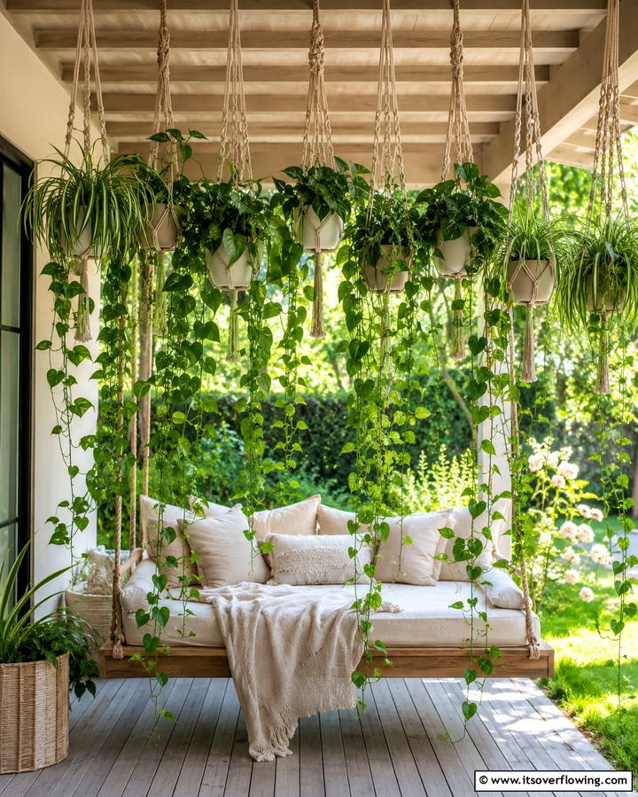 Hanging Planters with Vines - 30 Cheap Ways to Block Neighbors View in Your Garden