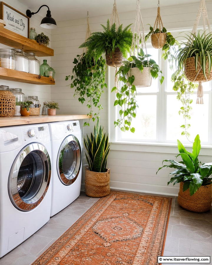 Hanging Plants - 25 Boho Laundry Room Ideas for a Stylish and Functional Space
