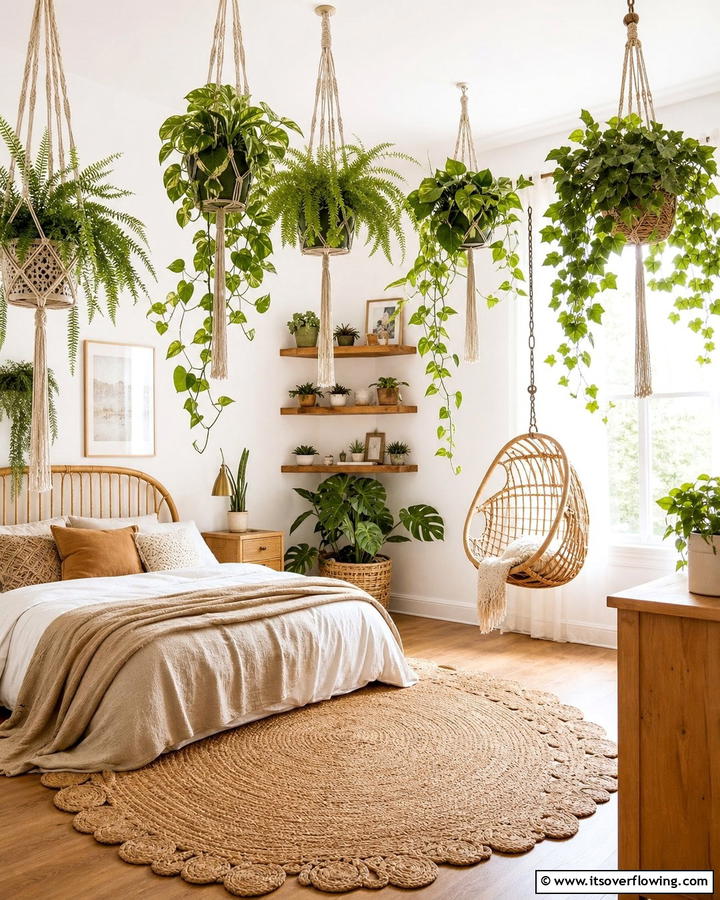 Hanging Plants and Greenery - 20 Girls Boho Bedroom Ideas for a Chic and Relaxing Space
