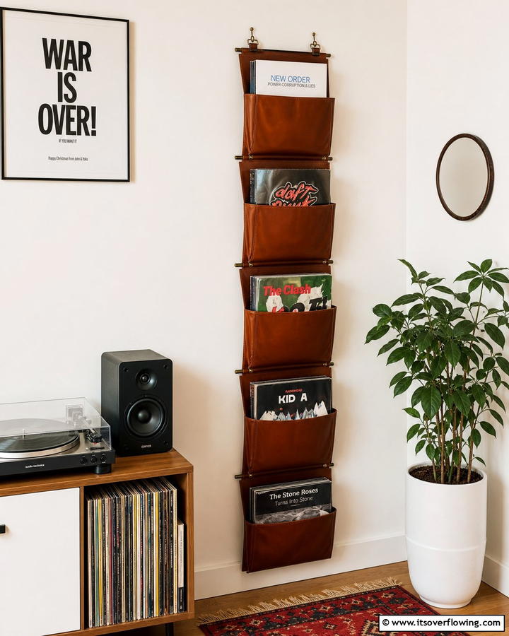 Hanging Pockets - 20 Vinyl Record Storage Ideas for Music Lovers