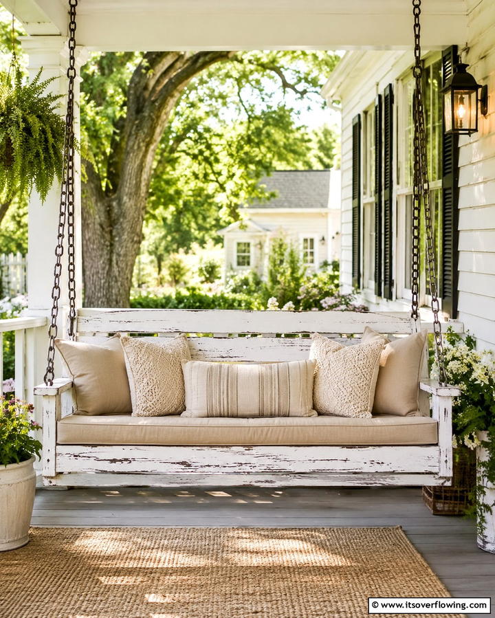 Hanging Porch Swing - 25 Farmhouse Porch Ideas for a Cozy Outdoor Retreat