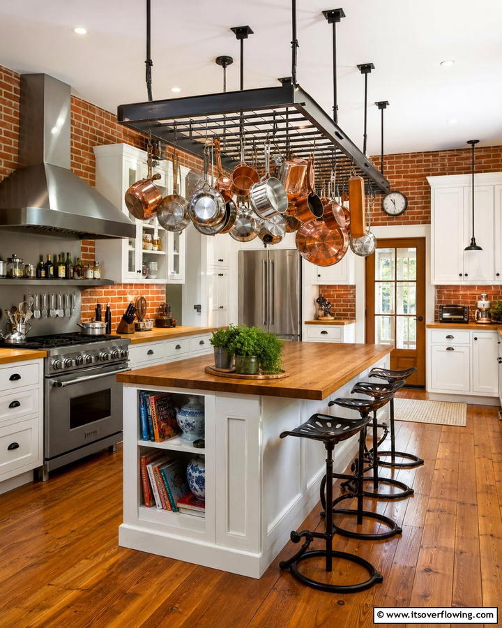 Hanging Pot Rack System - 21 Small Kitchen Storage Hacks for Efficient Spaces