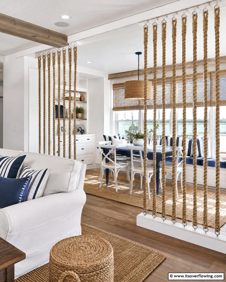 Hanging Rope Dividers for Nautical Themes - 25 Room Divider Ideas to Maximize Your Living Space