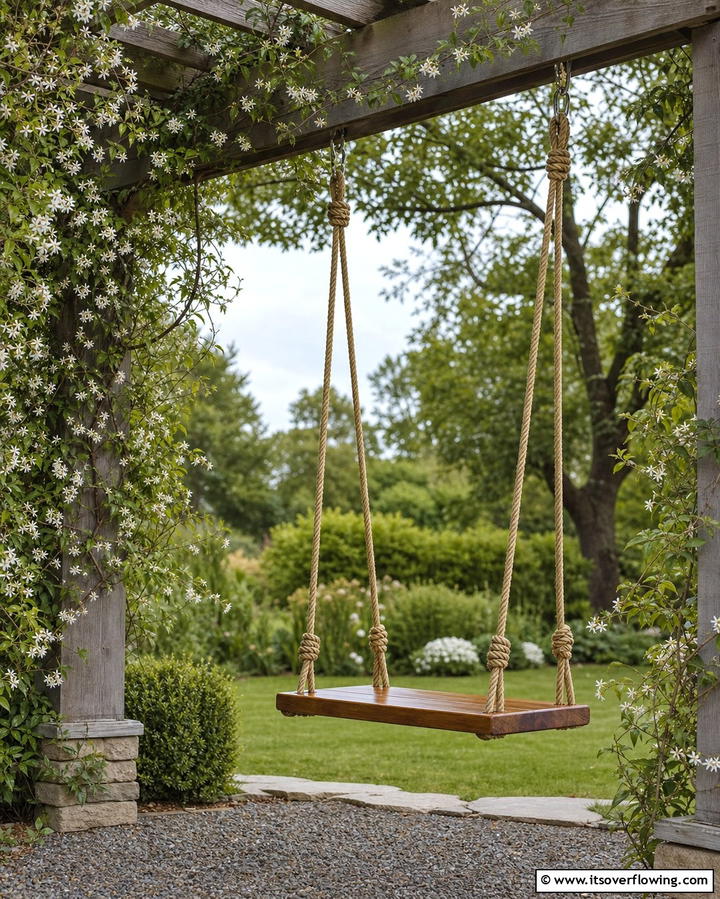 Hanging Rope Swing - 25 Garden Seating Ideas for Relaxing Outdoor Spaces