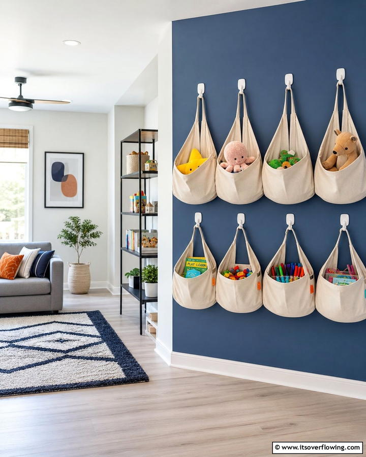 Hanging Storage Bags - 21 Living Room Toy Storage Ideas for Organized Spaces