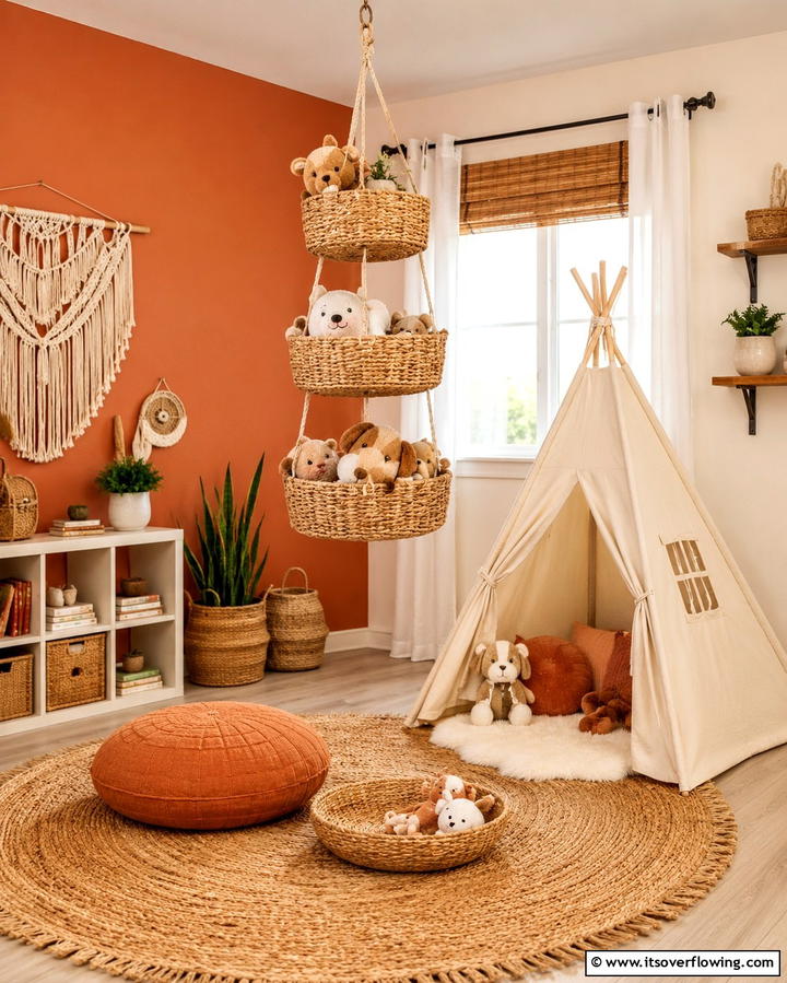 Hanging Storage Baskets - 25 Playroom Storage Ideas to Keep Your Kids’ Space Organized