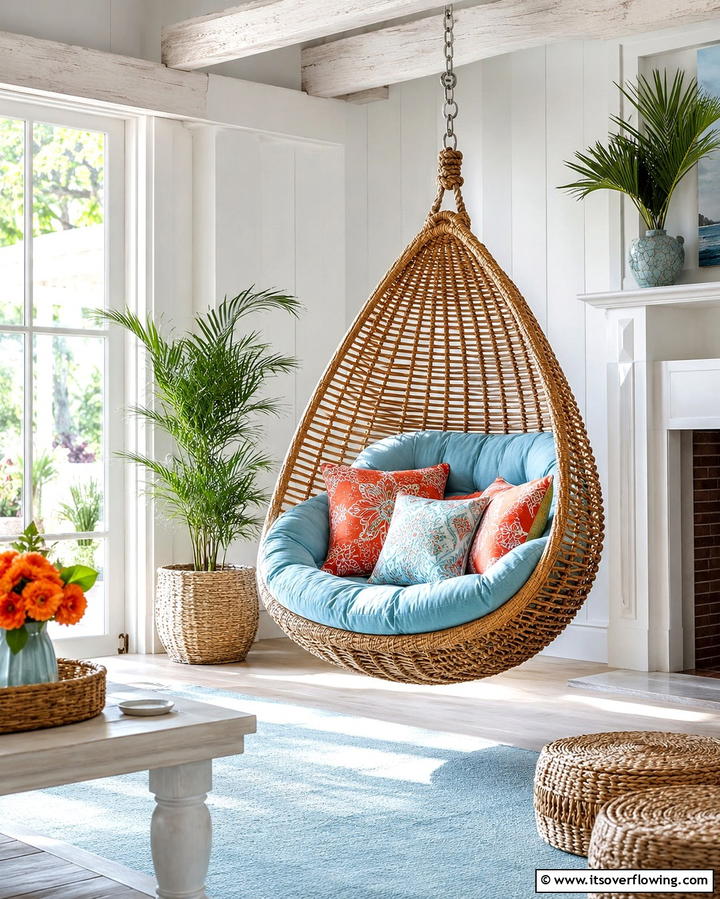 Hanging Swing Chair - 25 Small Screened-in Porch Ideas for Comfort