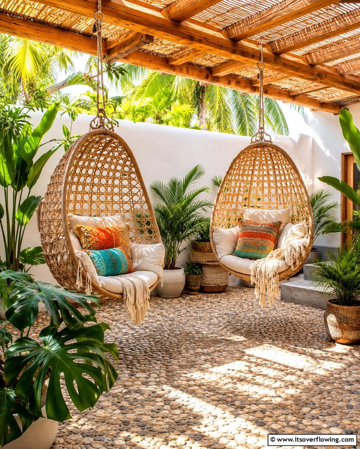 Hanging Swing Chairs - 30 Patio Furniture Ideas to Elevate Your Outdoor Space