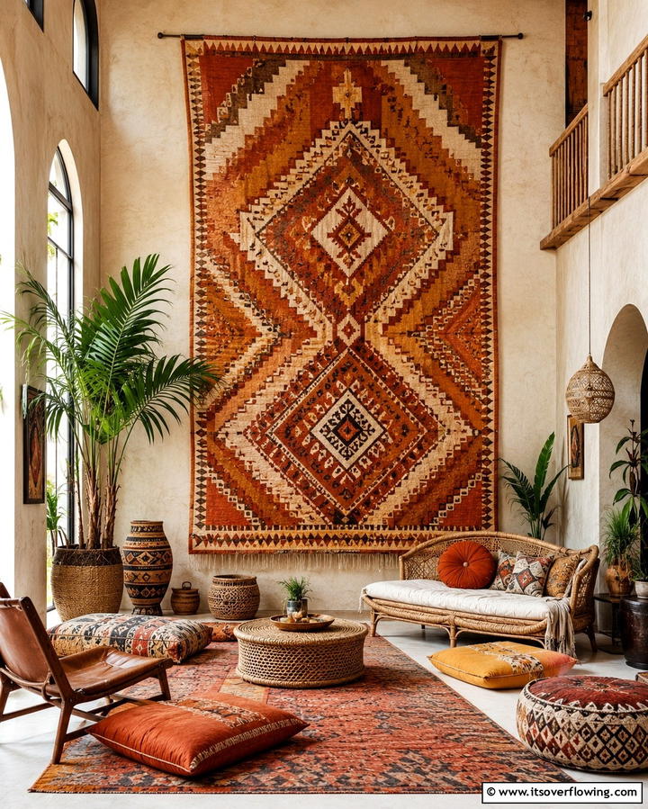 Hanging Tapestries for Bohemian Flair - 30 High Ceiling Wall Decor Ideas for Tall Interior Spaces