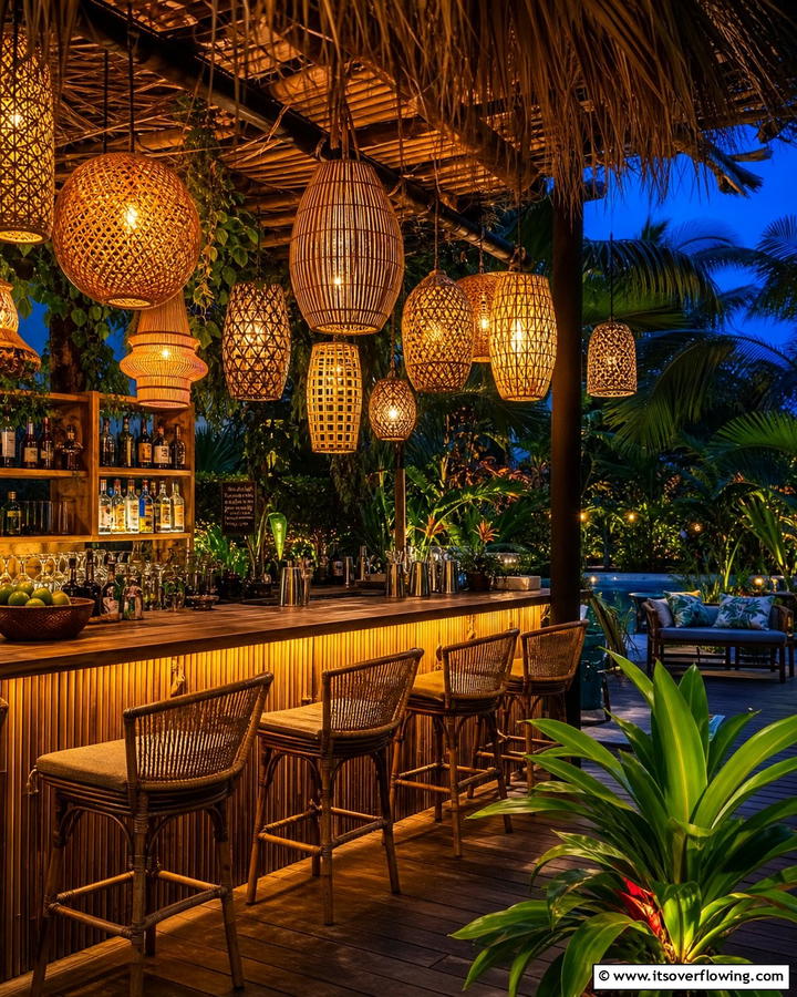 Hanging Tiki Lanterns for Atmosphere - 20 Tiki Bar Ideas for a Tropical Backyard Oasis
