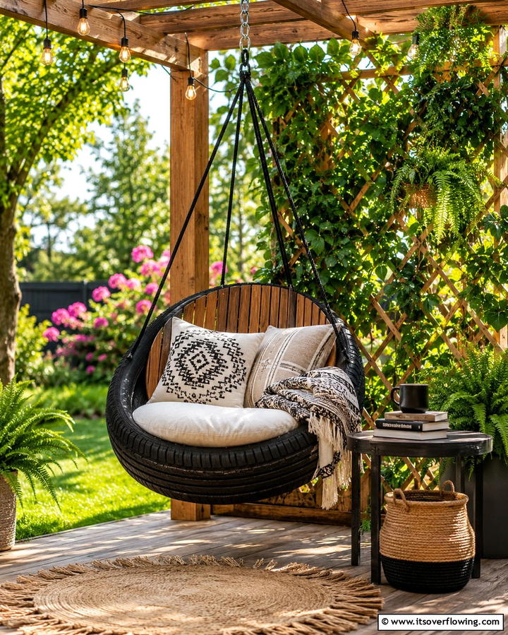Hanging Tire Chair Swing - 20 Tire Swing Ideas for Fun Outdoor Spaces
