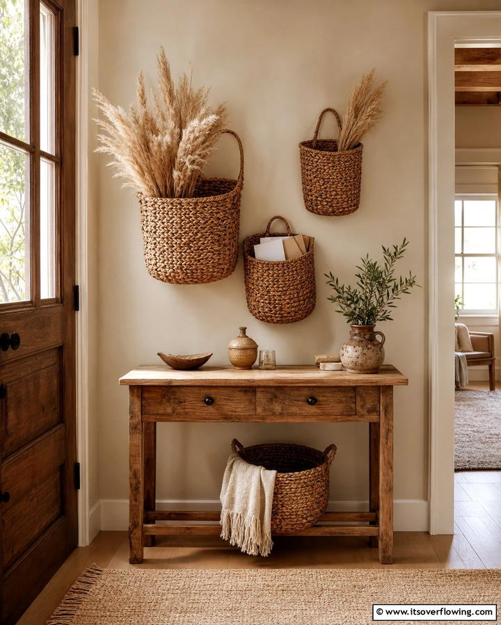 Hanging Wall Baskets for Rustic Charm - 25 Wall Storage Ideas to Maximize Your Space
