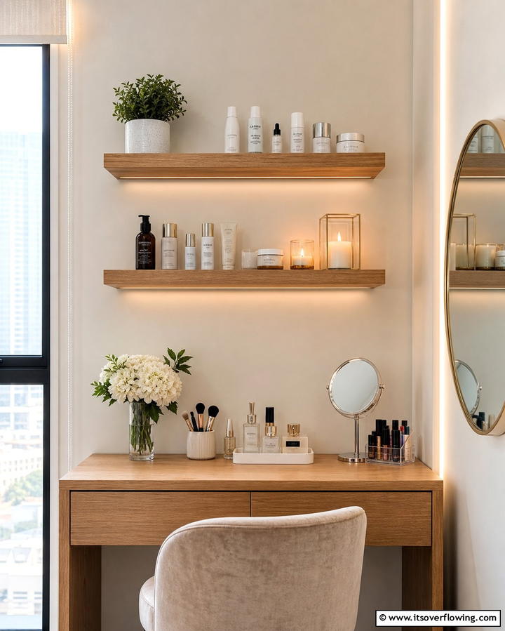 Hanging Wall Shelves for Extra Storage - 25 Vanity Organization Ideas for a Clutter-Free Space