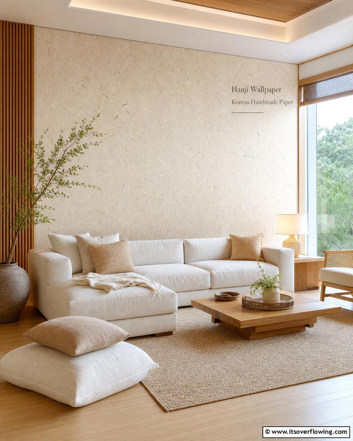 Hanji Wallpaper for Texture - 20 Korean Living Room Ideas for a Minimalist Space