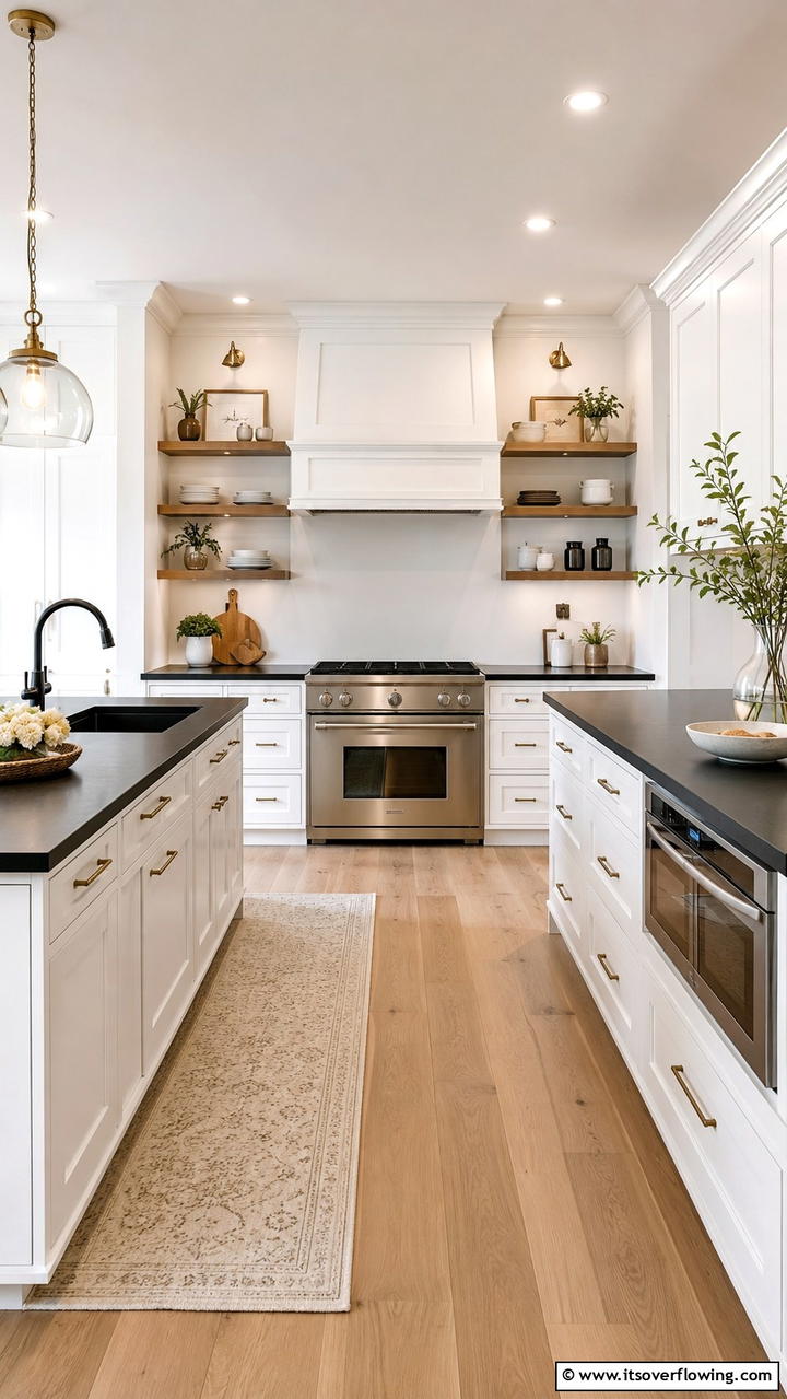 Harmonious Balance - 21 White Kitchen with Black Countertops Design Ideas