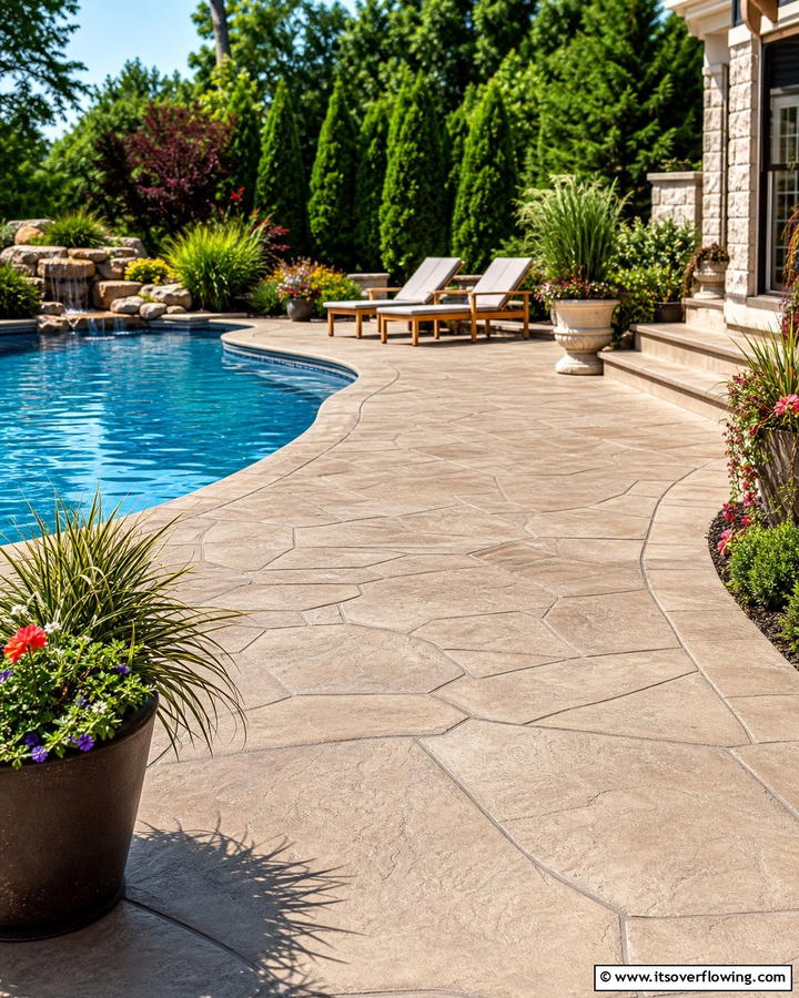 Harmonious Blends of Style - 21 Stamped Concrete Patio Designs to Elevate Outdoor Spaces