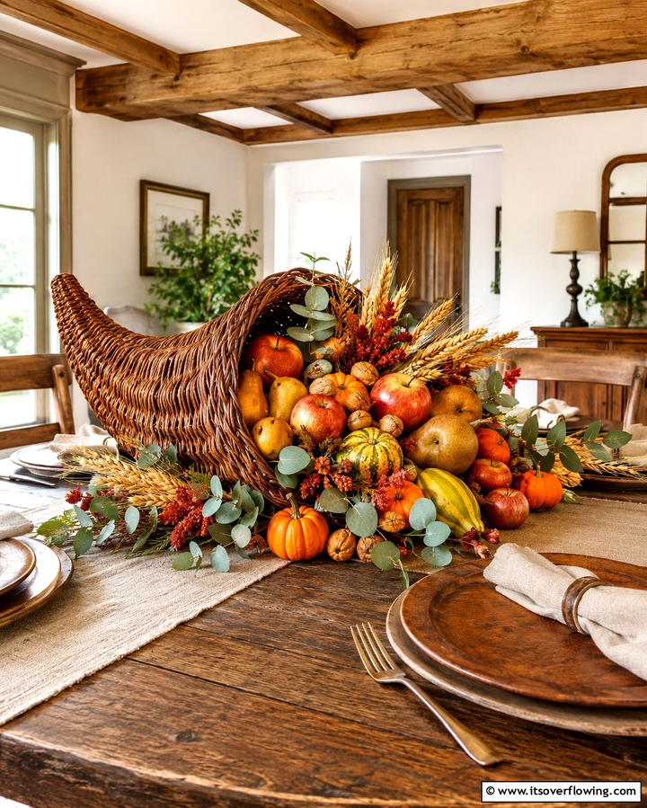Harvest Inspired Cornucopia - 25 Fall Table Decor Ideas for a Seasonal and Festive Dining Experience