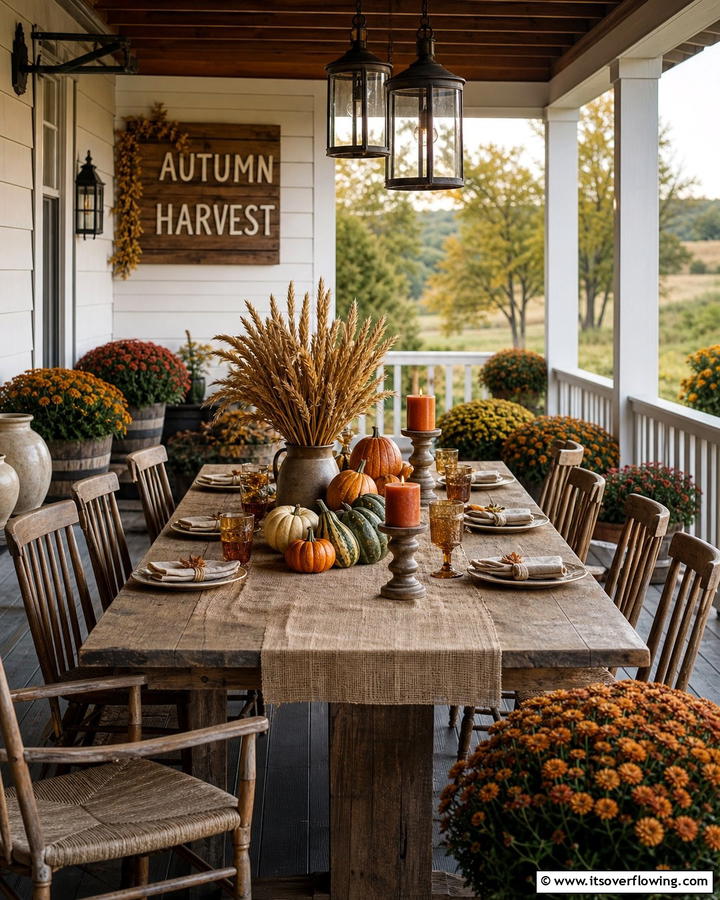 Harvest Inspired Table Settings - 21 Fall Porch Decor Ideas for a Warm Autumn Welcome