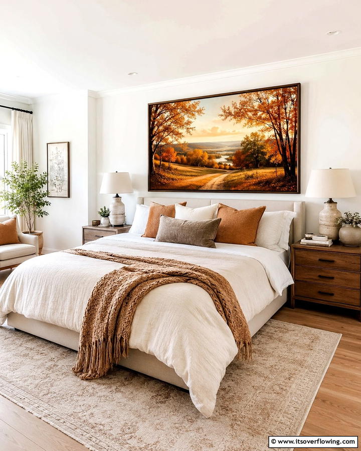 Harvest Inspired Wall Art - 30 Cozy Fall Bedroom Decor Tips for Autumnal Warmth & Style
