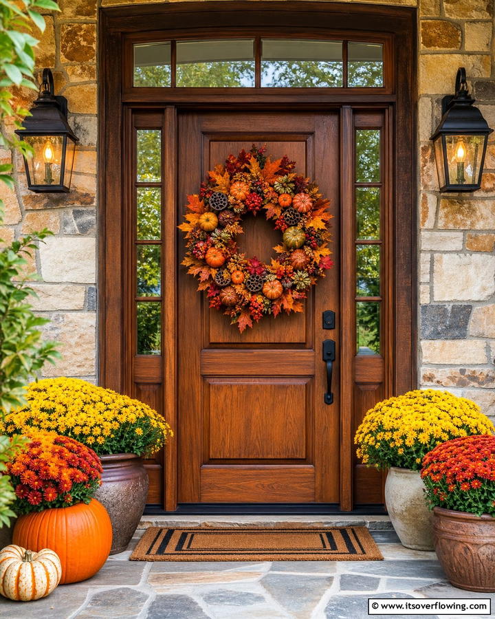 Harvest Wreath Displays - 21 Fall Outdoor Decorating Ideas for a Cozy Vibe