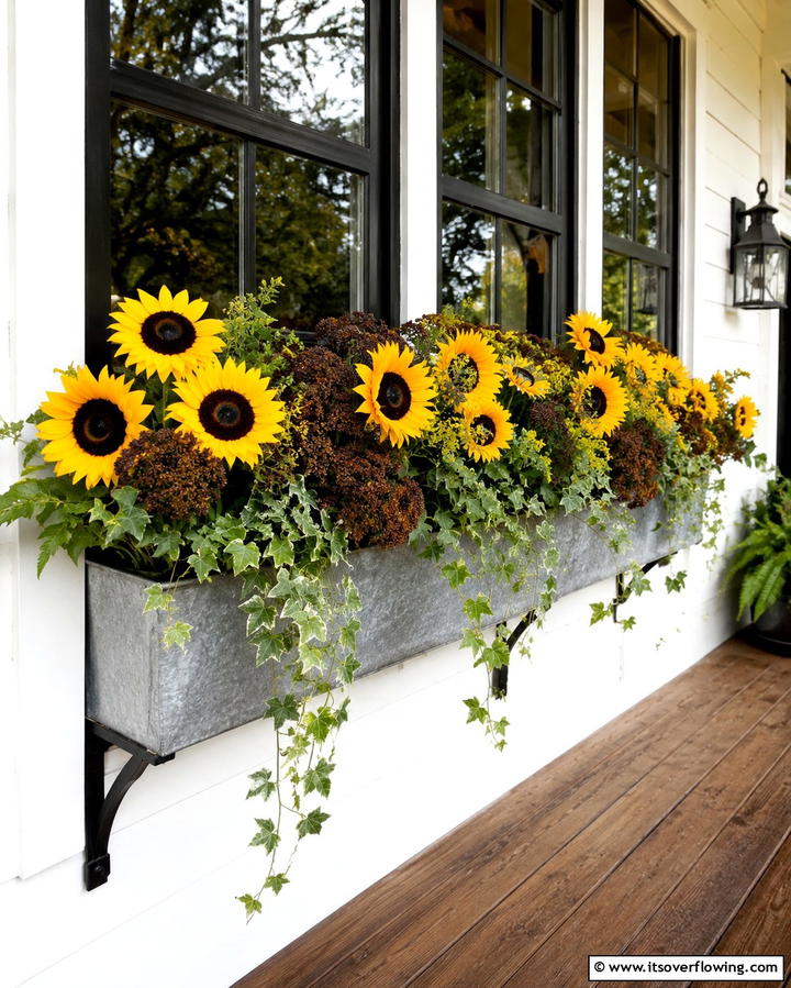 Harvested Sunflower Blend - 30 Fall Window Box Ideas for Autumn-Inspired Floral Displays