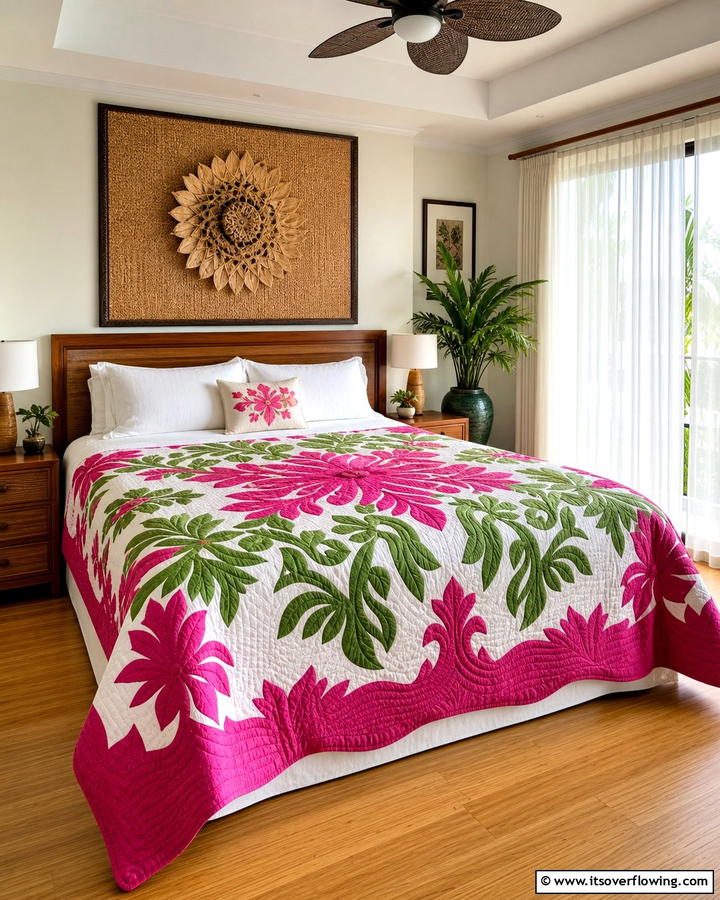 Hawaiian Quilts - 20 Hawaiian Interior Design Ideas for a Tropical Vibe