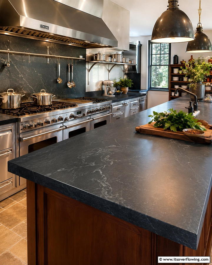 Heat Resistance for Busy Kitchens - 25 Soapstone Kitchen Countertops Design Ideas