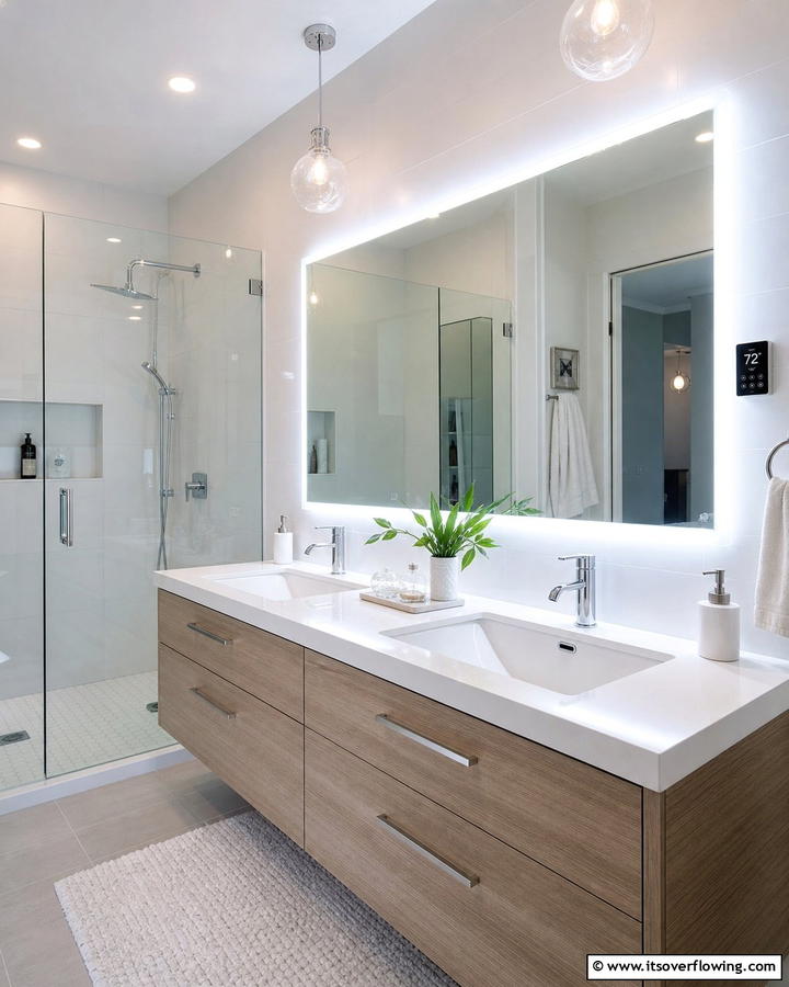 Heated Defogging Mirror - 21 Stunning Bathroom Mirror Ideas to Enhance Your Vanity Area
