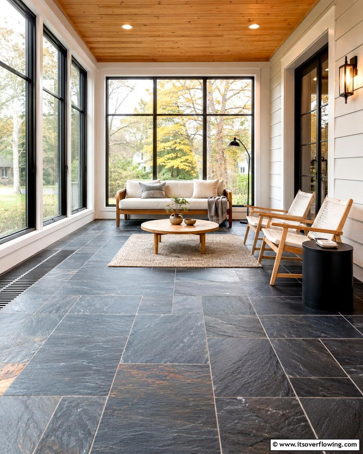 Heated Flooring for Cooler Months - 25 Three Season Porch Ideas for Year-Round Enjoyment