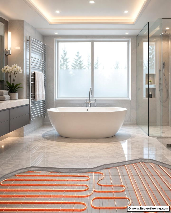 Heated Floors for Luxurious Warmth - 30 Serene Spa Decor Ideas for a Relaxing Bathroom Retreat