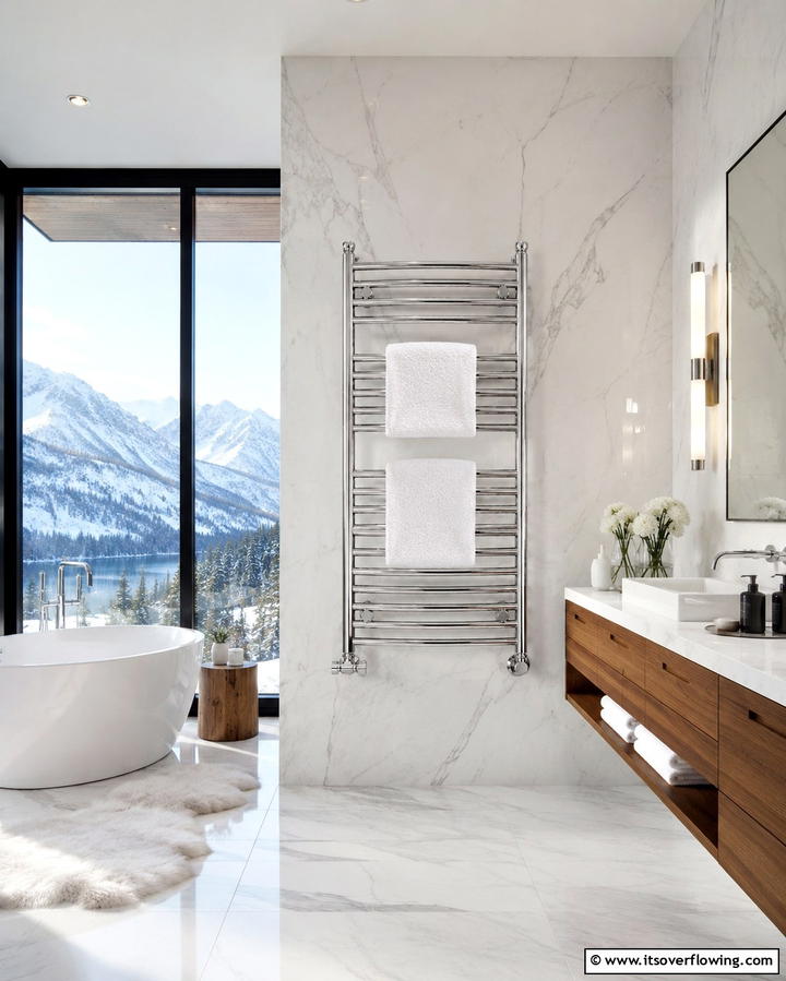 Heated Towel Rack - 30 Towel Storage Ideas for Organized and Stylish Bathrooms