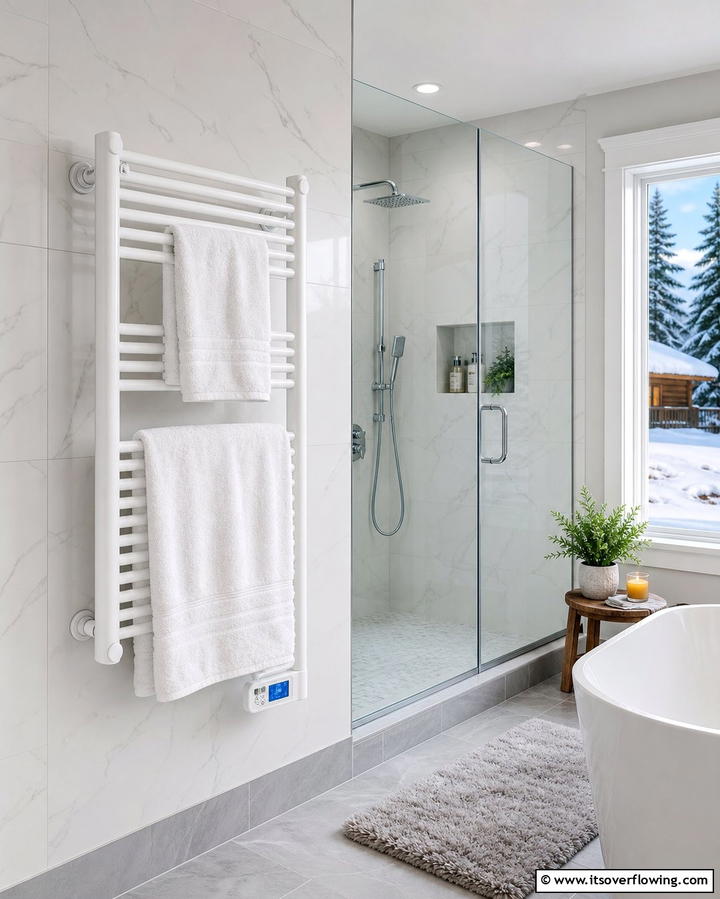 Heated Towel RackOne - 25 Creative Bathroom Towel Rack Ideas for Your Space