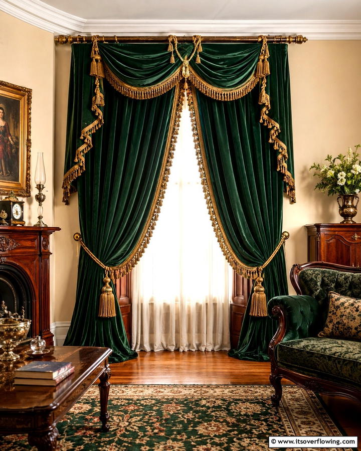 Heavy Draperies with Tassels - 25 Victorian Living Room Ideas for Elegant Spaces