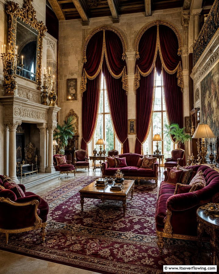 Heavy Drapery - 25 Castle Living Room Ideas for a Majestic and Regal Ambiance
