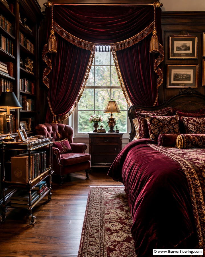 Heavy Drapes and Curtains - 30 Dark Academia Bedroom Designs for a Scholarly Aesthetic