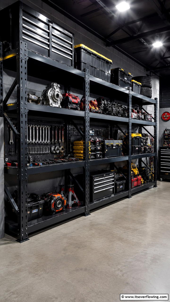 Heavy Duty Industrial Shelves - 30 Garage Shelving Ideas for Clutter-Free Storage