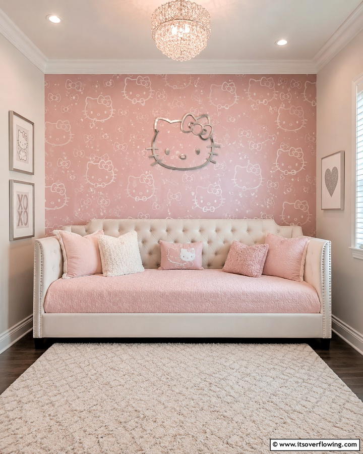 Hello Kitty Accent Wall - 25 Hello Kitty Bedroom Ideas for a Cute and Cozy Space
