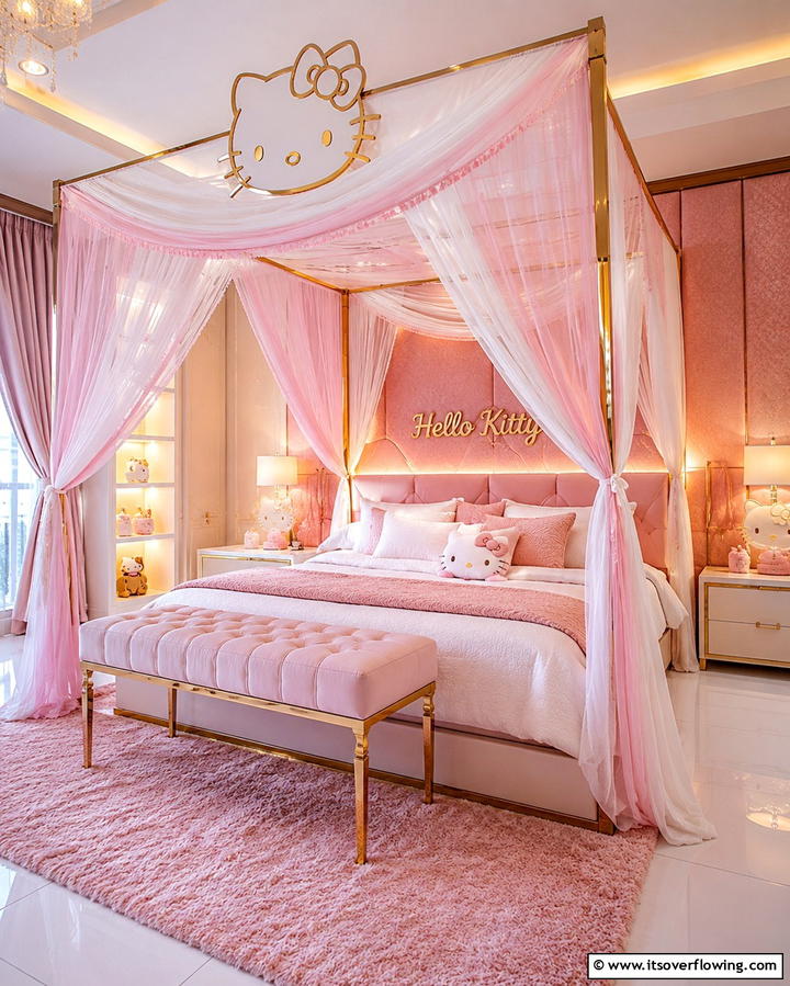 Hello Kitty Canopy Beds for a Dreamy Retreat - 25 Hello Kitty Bedroom Ideas for a Cute and Cozy Space