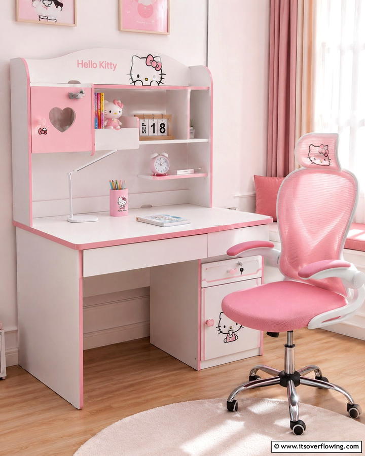 Hello Kitty Desk and Chair - 25 Hello Kitty Bedroom Ideas for a Cute and Cozy Space