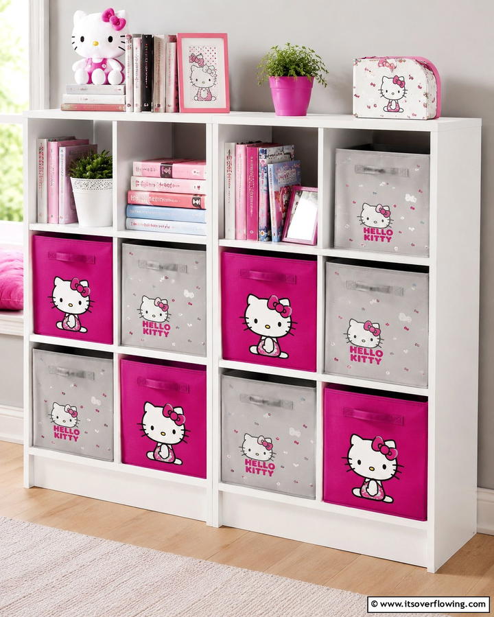 Hello Kitty Storage Solutions for Organization - 25 Hello Kitty Bedroom Ideas for a Cute and Cozy Space
