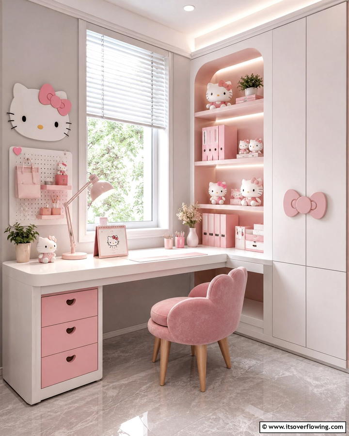Hello Kitty Study Nook - 25 Hello Kitty Bedroom Ideas for a Cute and Cozy Space