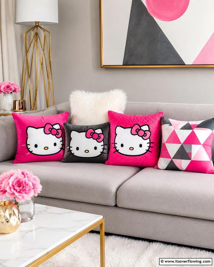 Hello Kitty Throw Pillows - 25 Hello Kitty Bedroom Ideas for a Cute and Cozy Space