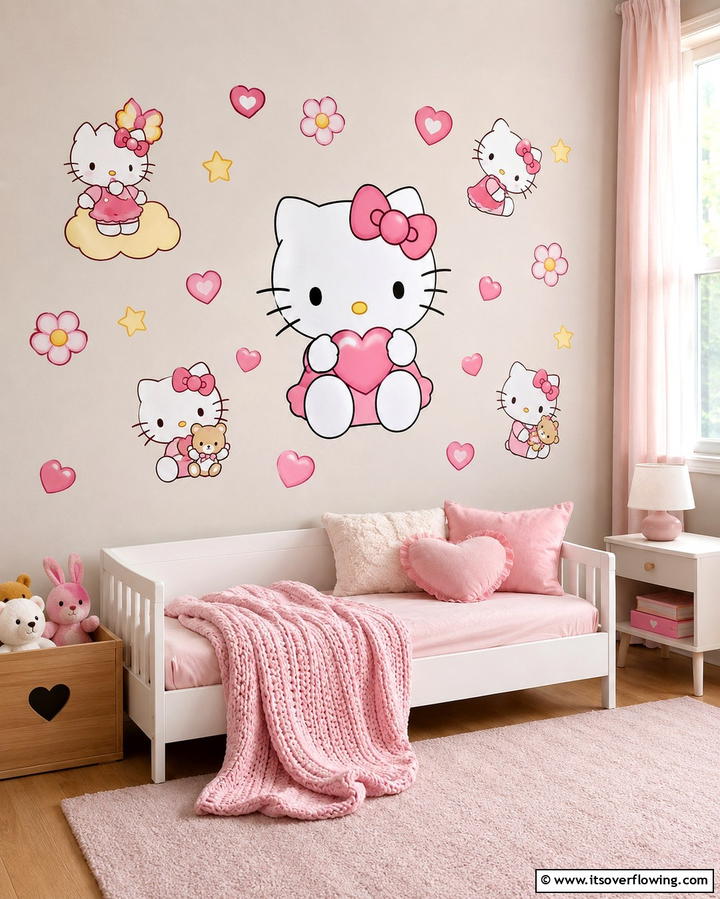 Hello Kitty Wall Decals for Instant Charm - 25 Hello Kitty Bedroom Ideas for a Cute and Cozy Space