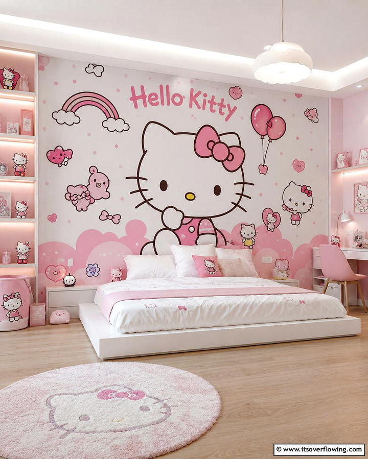Hello Kitty Wall Murals - 25 Hello Kitty Bedroom Ideas for a Cute and Cozy Space