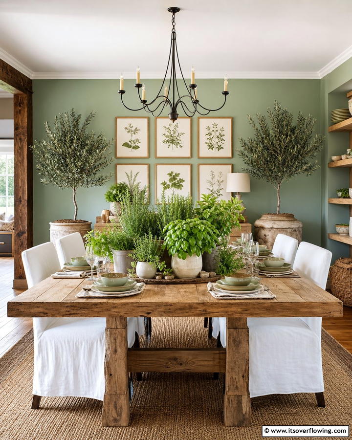 Herb Garden Centerpiece Delight - 21 Green Dining Room Ideas to Refresh Your Dining Space