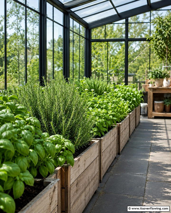 Herb Garden Corner for Fresh Aromas - 25 Greenhouse Decor Ideas for Plant Lovers